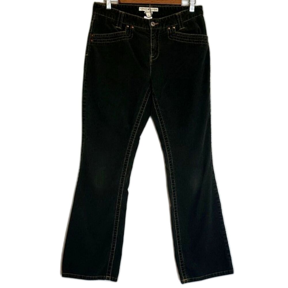 VTG Tommy Hilfiger Hipster Bootcut Flare Corduroy Pants Womens 8 Y2K 90s Green